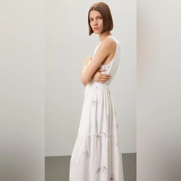 Splendid Livia Floral Split Neck Midi Dress - Picture 2 of 14